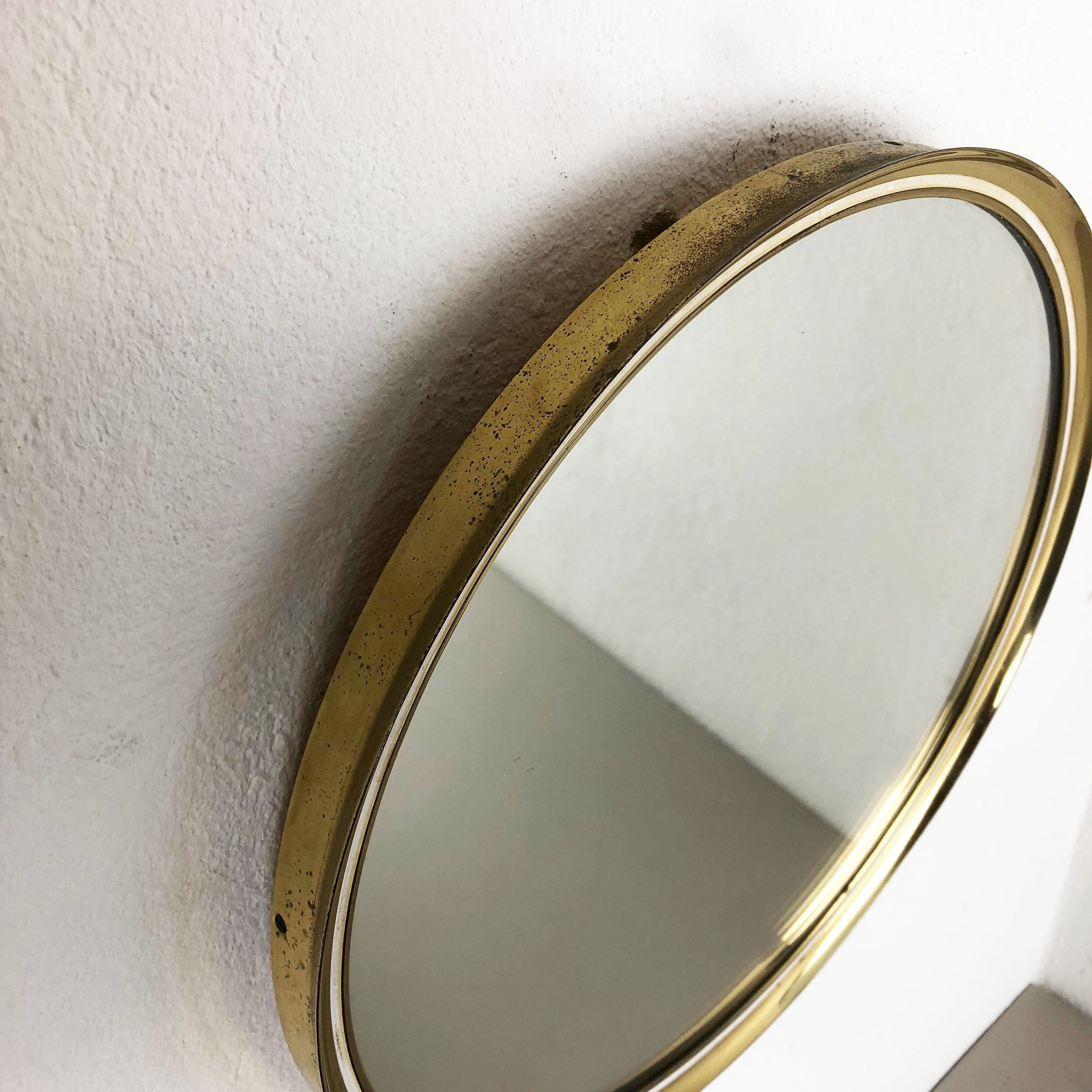 German modernist wall brass mirror Vereinigte Werkstätten München 1950s