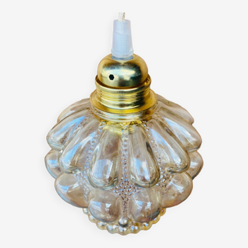 Vintage molded glass hanging lamp