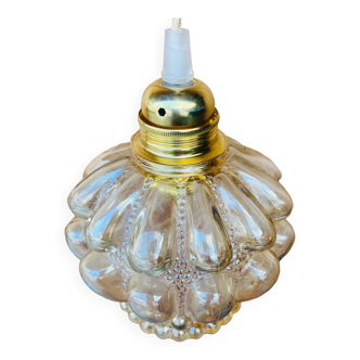 Vintage molded glass hanging lamp