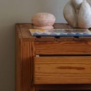 Free-standing primitive pine commode, mid-century Swedish, 1950s.