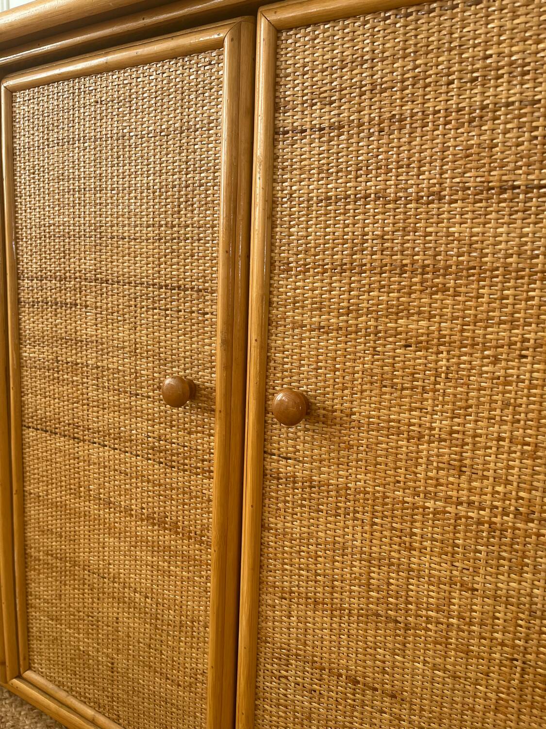 Vintage bamboo and rattan sideboard