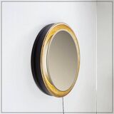 Large round wall light mirror gold leaf - 1960s - Ø66cm