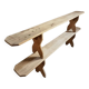 Set of 2 antique French poplar benches, consoles or shelves, circa 1900.