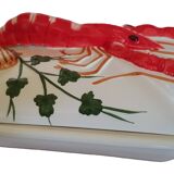 Ceramic dish with slip lid lobster decor