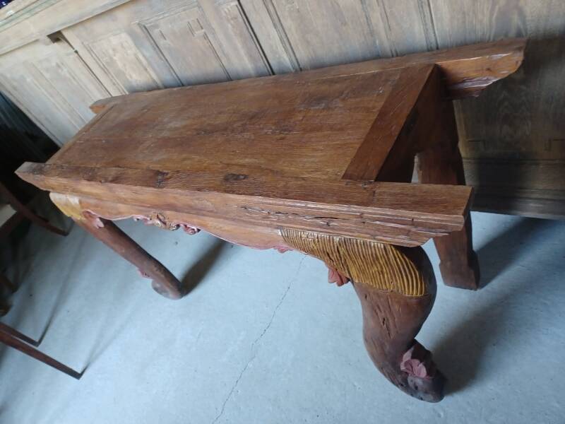 Antique console table in ethnic exotic wood
