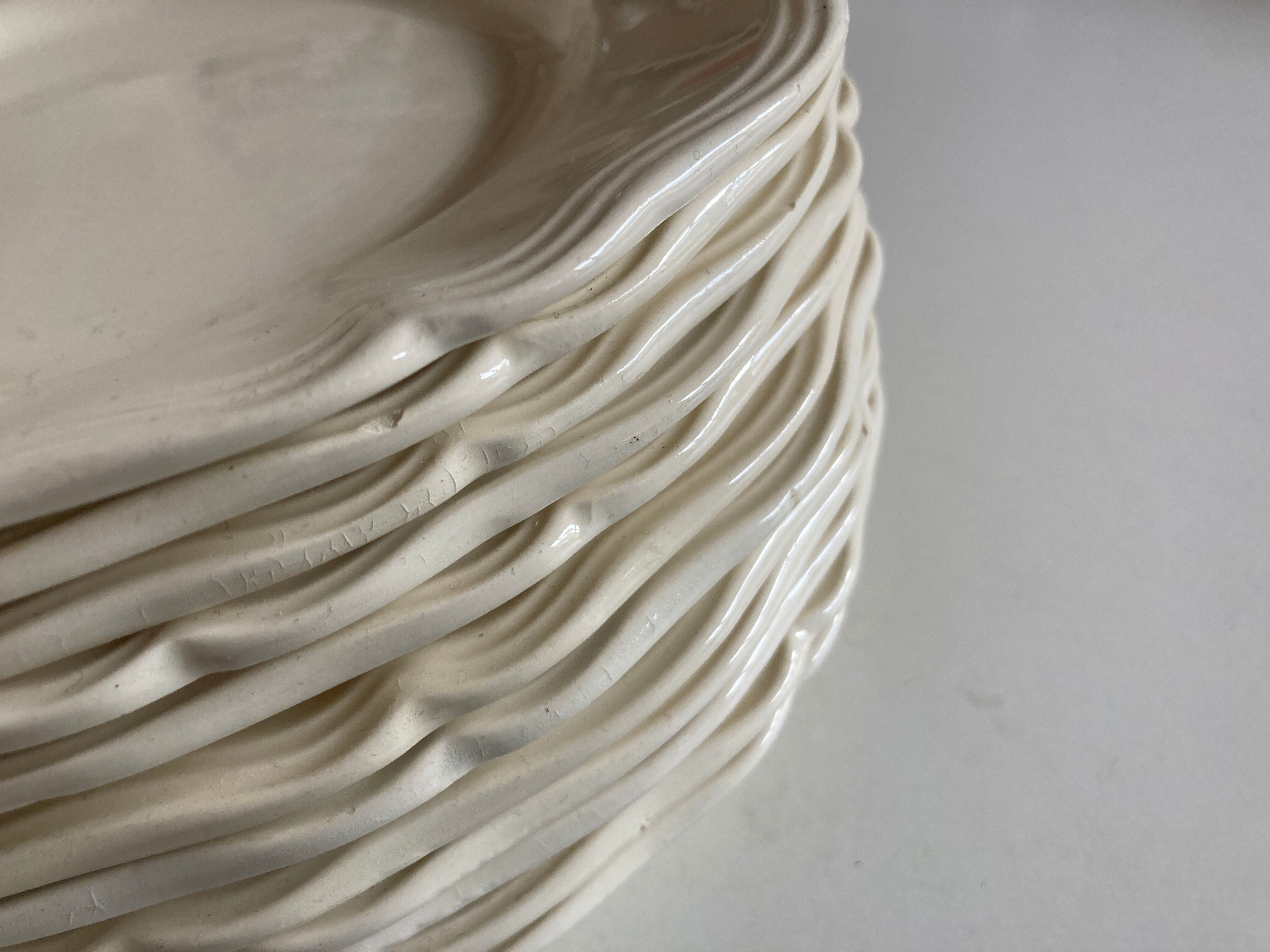 Set of 12 ivory plates with Sarreguemines