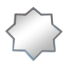 8-Pointed star-shaped mirror with chrome with wooden back