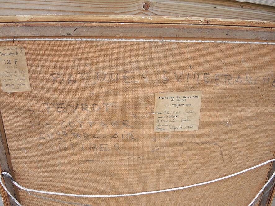Old Oil on Wood Painting G. Peyrot: Villefranche
