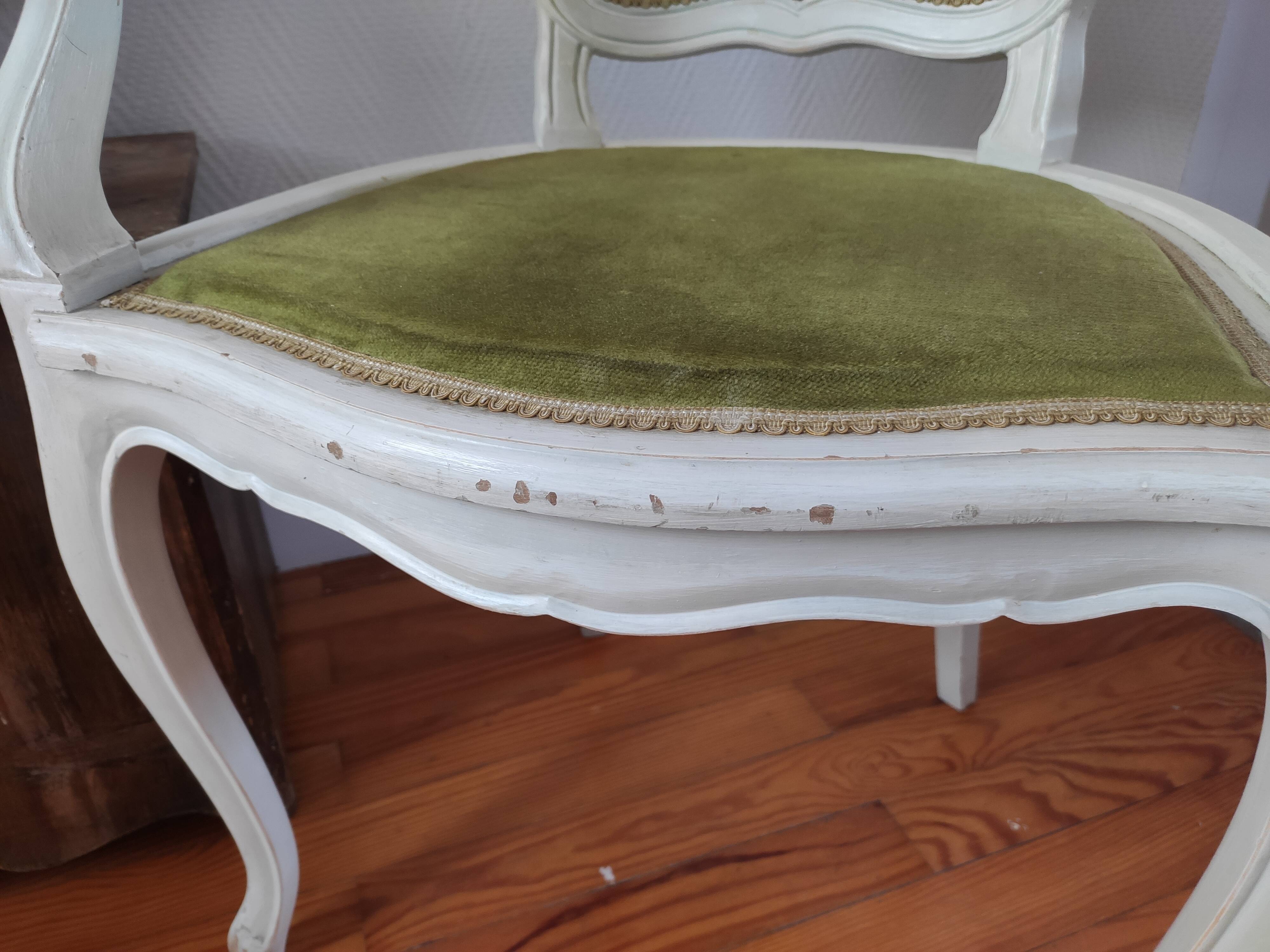 Pair of patinated armchairs