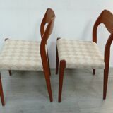 Two Teak Chairs Modell 71 by JLM Møllers Denmark, Niels Otto Møller 60s