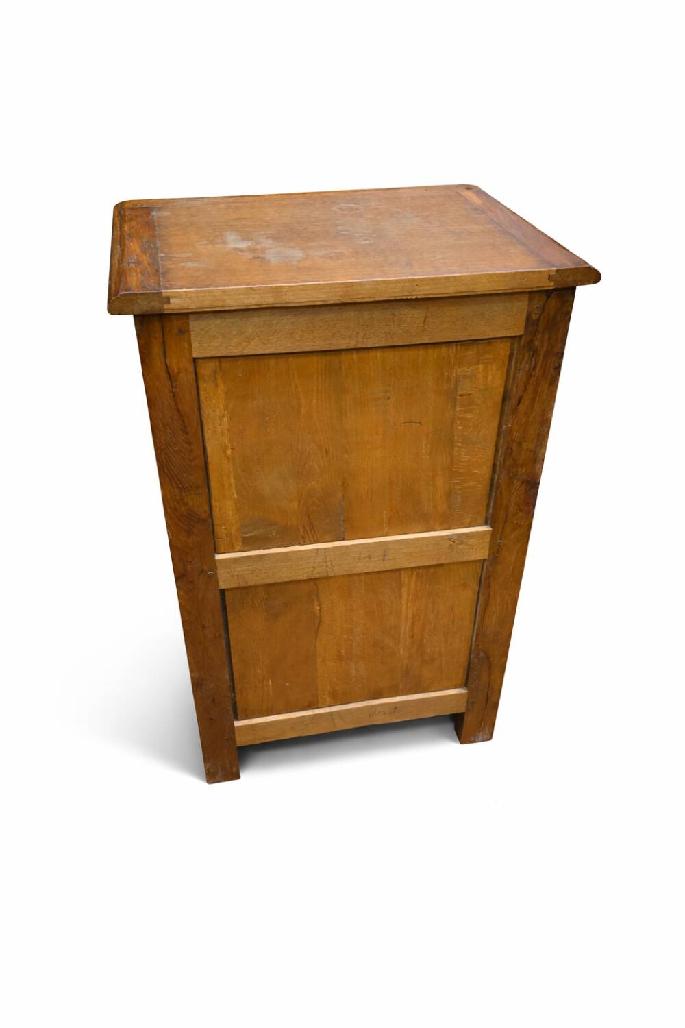 Small antique jam cupboard in solid oak, with one door and one drawer.