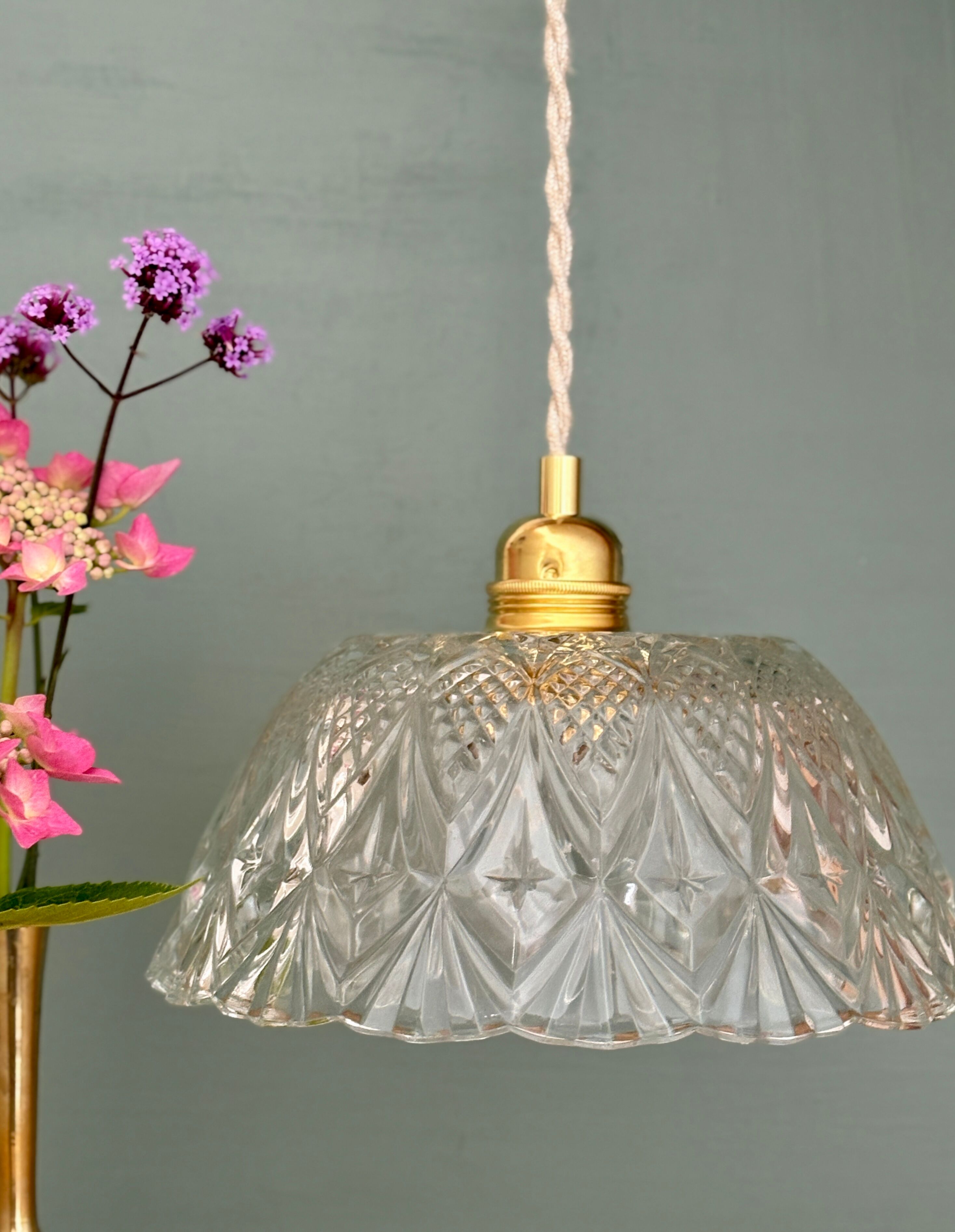 Vintage glass pendant light - tableware collection -