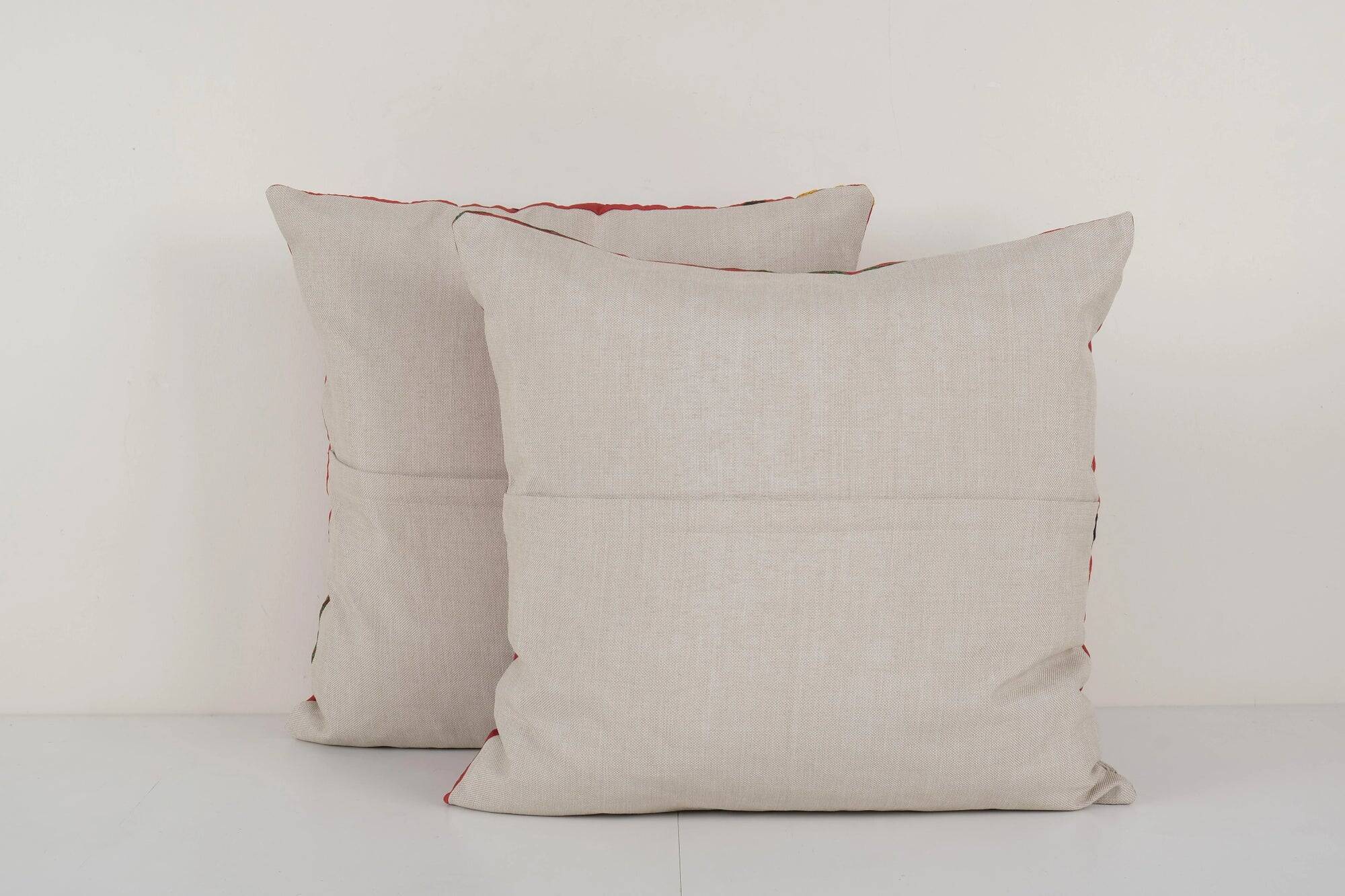 Set of 2 vintage embroidered cushion covers 56x58 cm