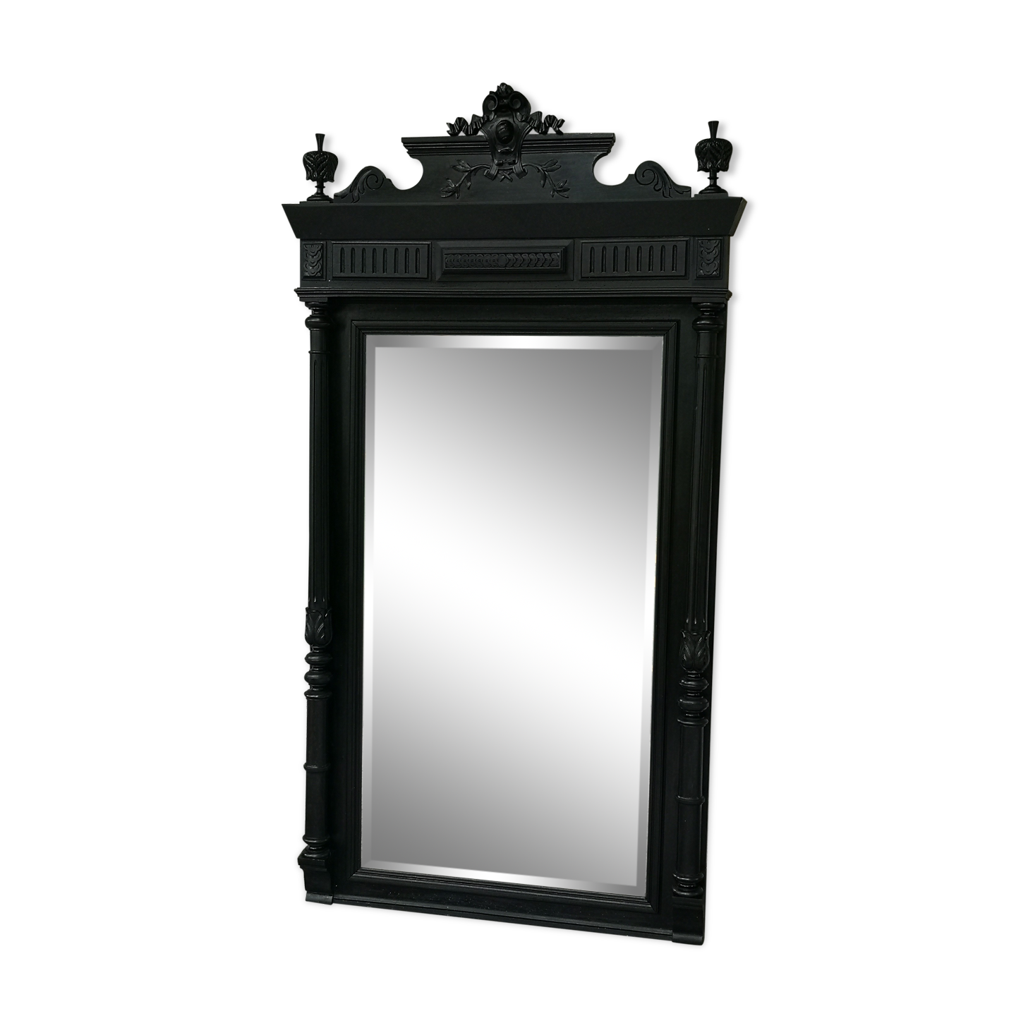 Trumeau mirror in blackened wood 19th