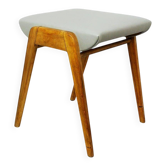 Austrian Stacking Stool in Beech and Grey Leather from the Mid-Century by Franz Schuster