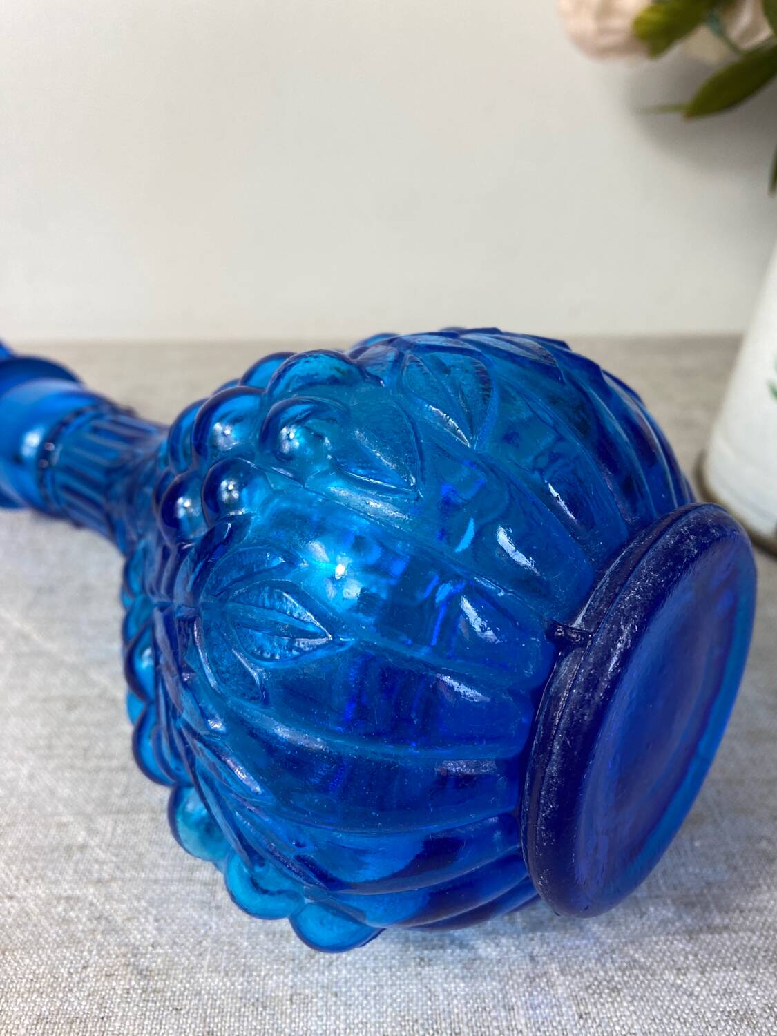 Carafe en verre d’empoli bleu