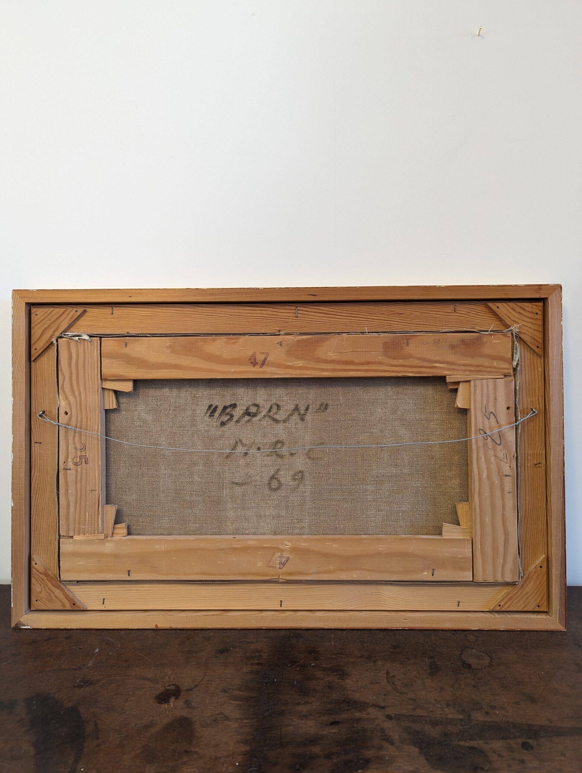 Mid-Century Modern Swedish "Assemble", Vintage Figurative Oil Painting, Framed