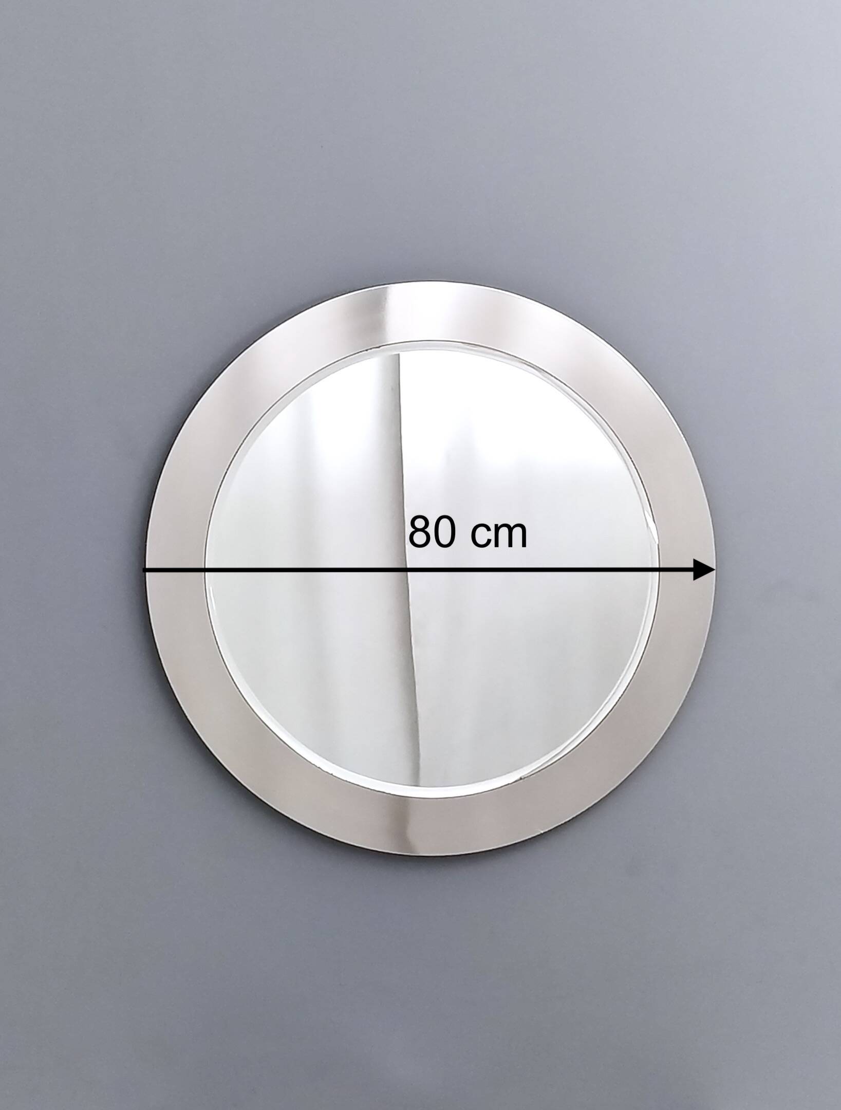 Round Wall Mirror with Mirrored Steel Frame, Italy