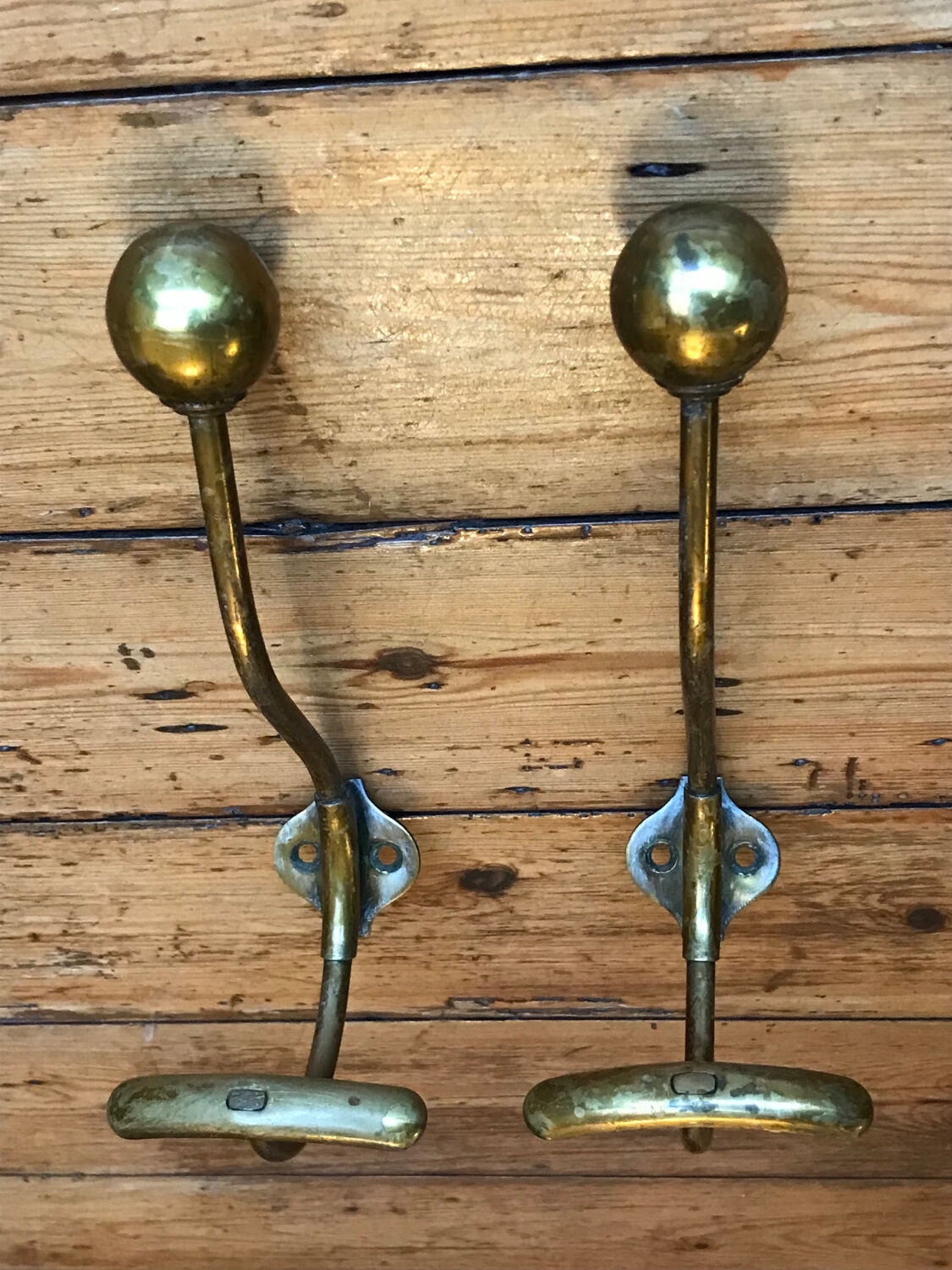 2 patères doubles porte manteau laiton vintage