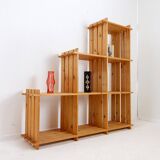 Vintage pine staircase shelf bookcase - Maison Regain style