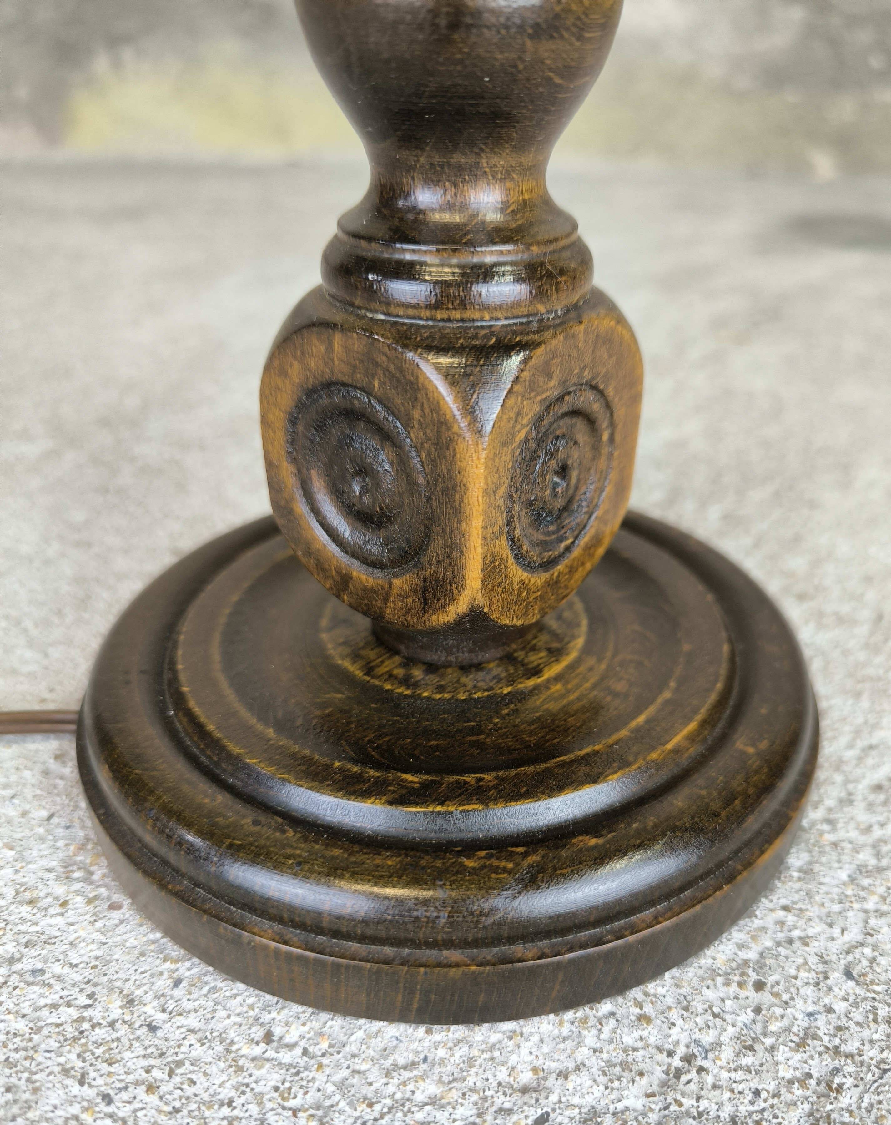 Vintage turned wood table lamp