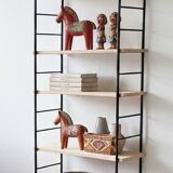 Large String shelf with wooden ladders and metal.