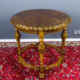 French round side table in burr walnut, 1920s