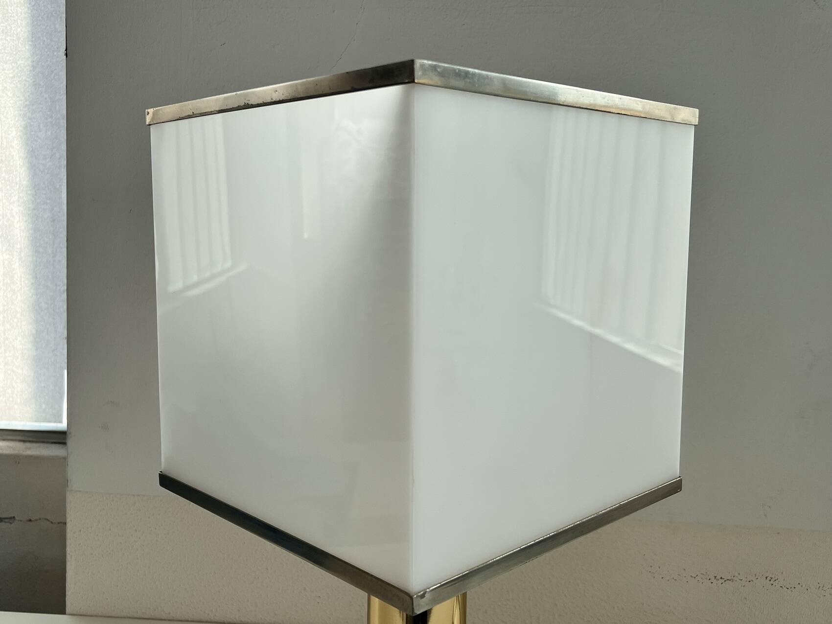 Italian metal table lamp with perspex lampshade, 1970s