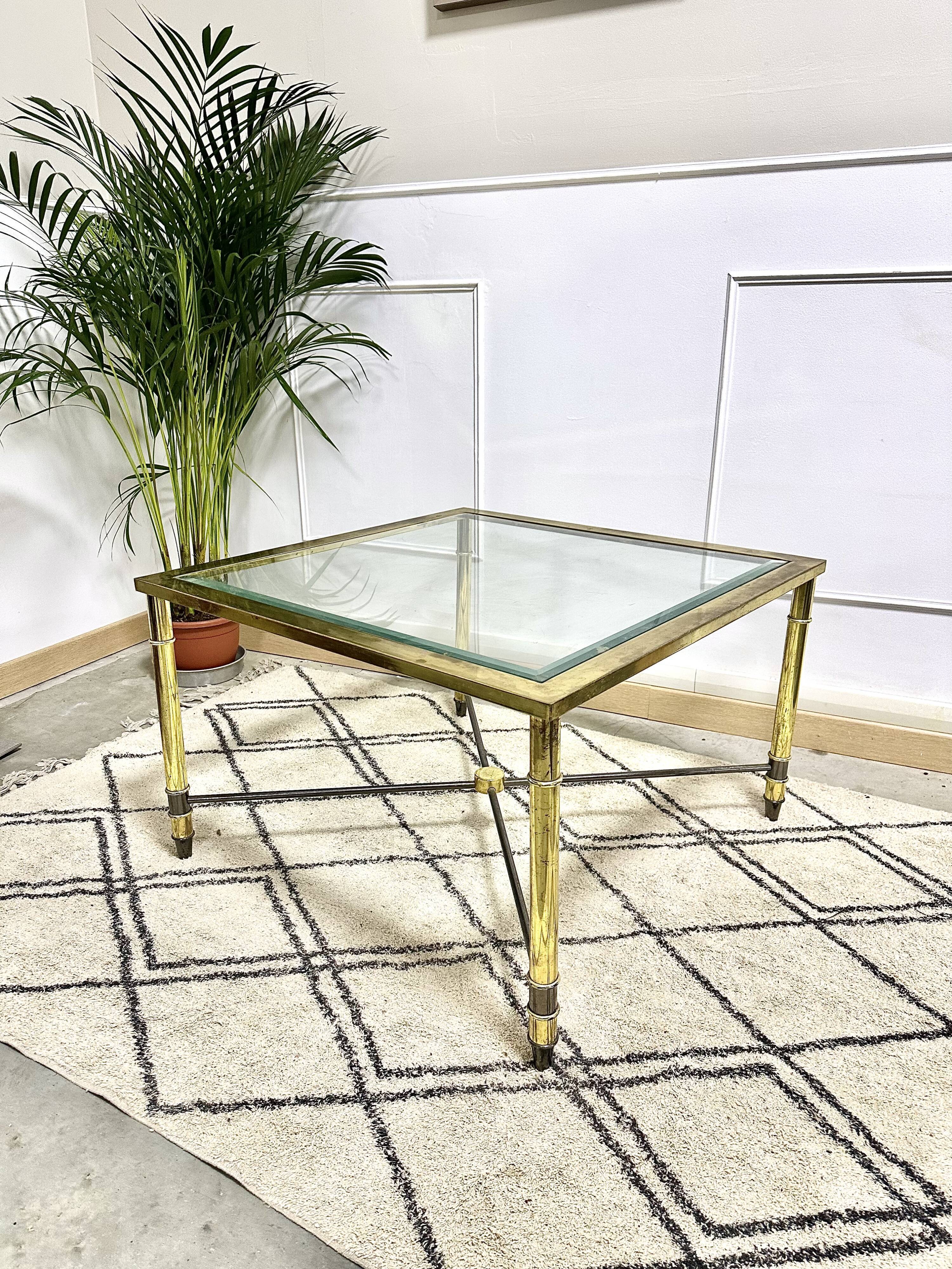 Brass coffee table glass tray