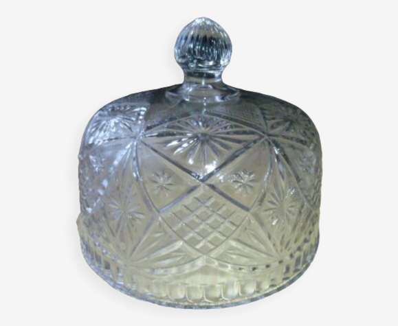 Clohe a fromage ancienne en verre pressé moulé