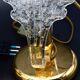 Set of 2 Murano glass "swan shape" table lamps with transparent leaves
