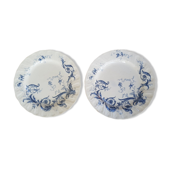 Set of 2 plates in Iron Earth Gien model Rinceaux