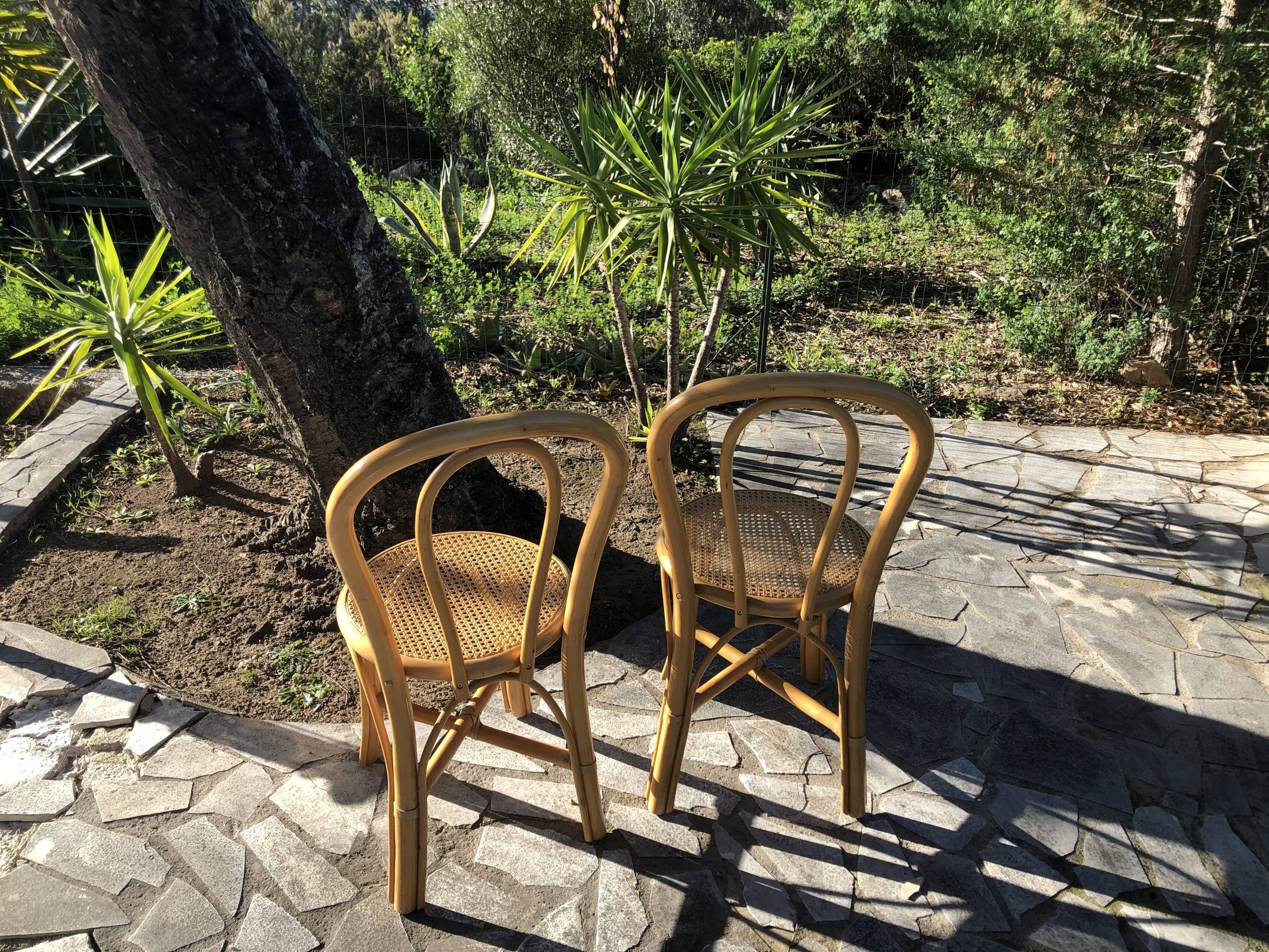 Vintage bamboo chairs and caning