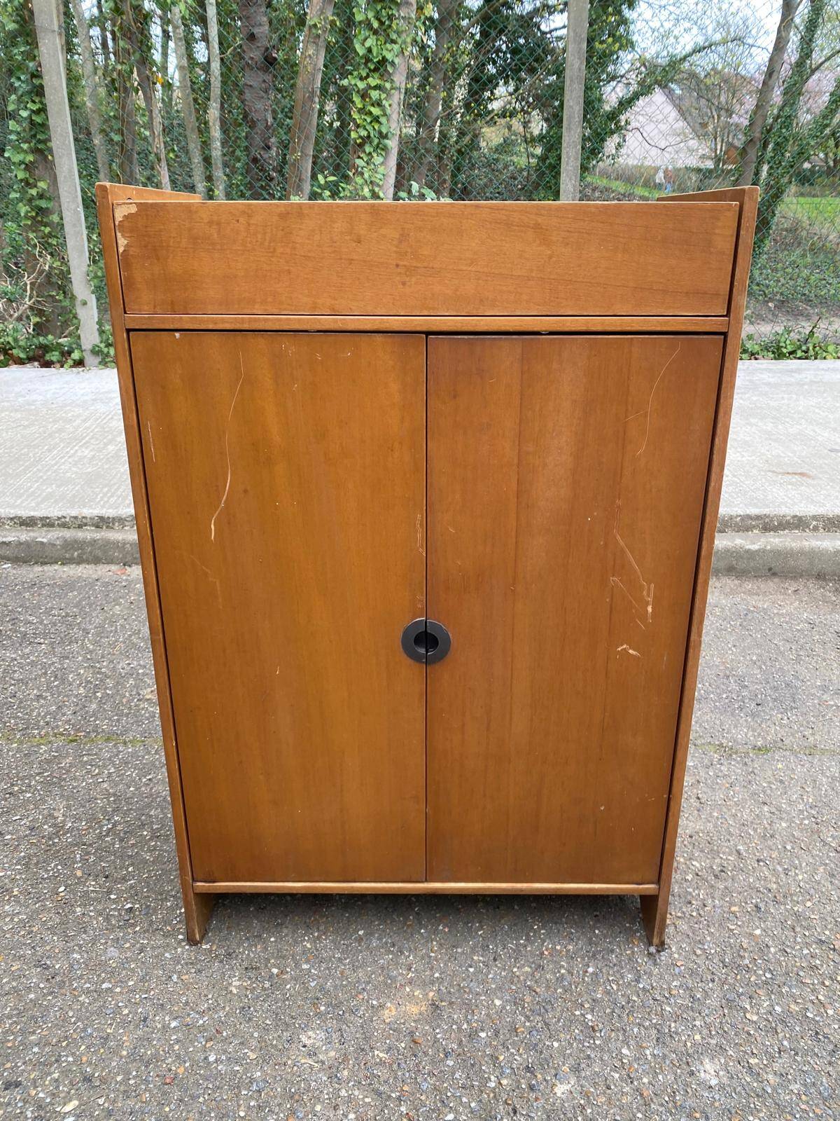 1960s Scandinavian wooden shoe storage cabinet dresser