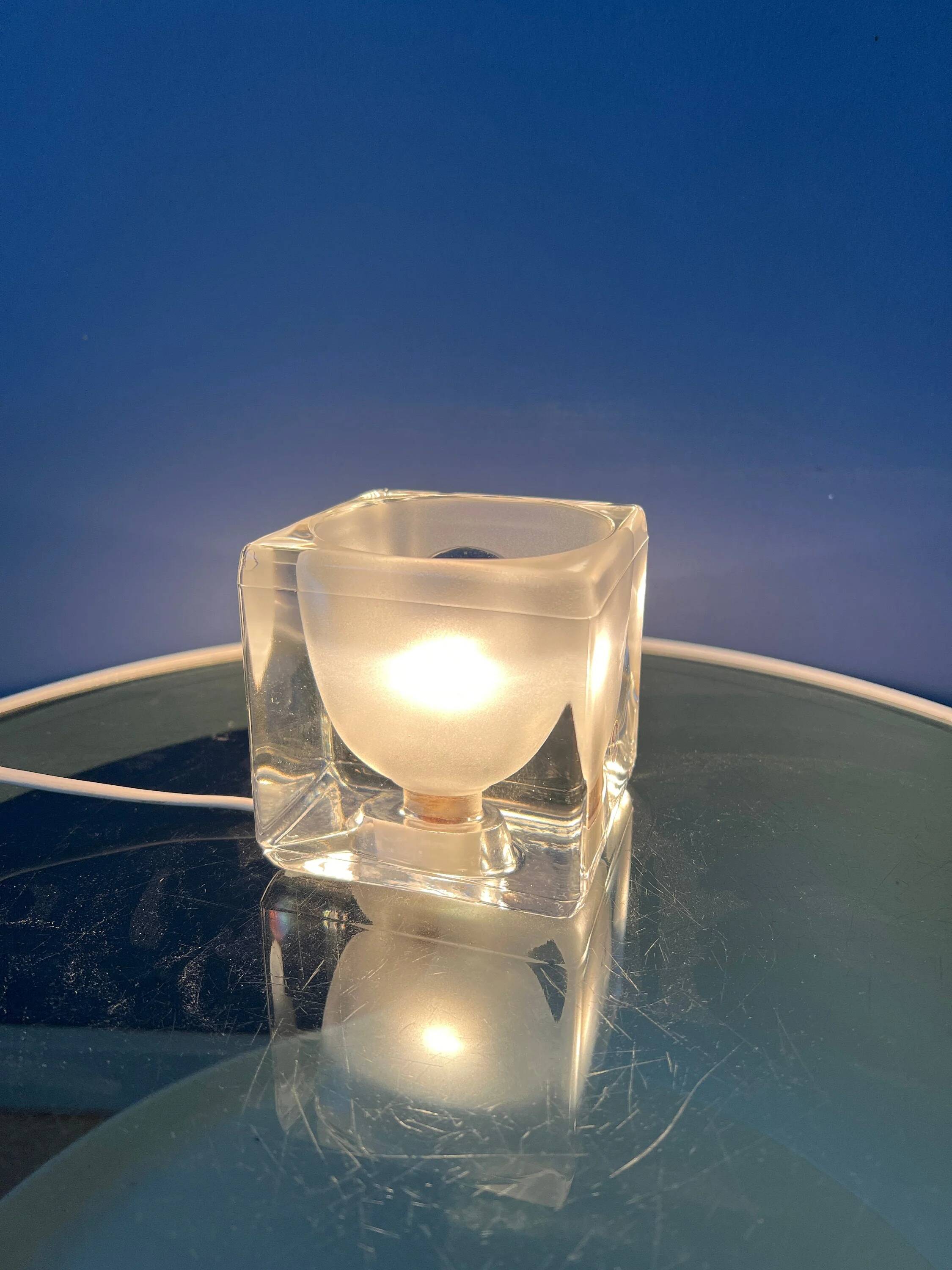 Lampe de table en verre « Ice Cube » Mid Century Peill & Putzler