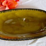 Plat de service ovale ancien vert olive  Gien France