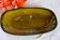 Old olive green oval serving dish Gien France