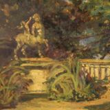 Italian landscape painting in Impressionist style from 20th century