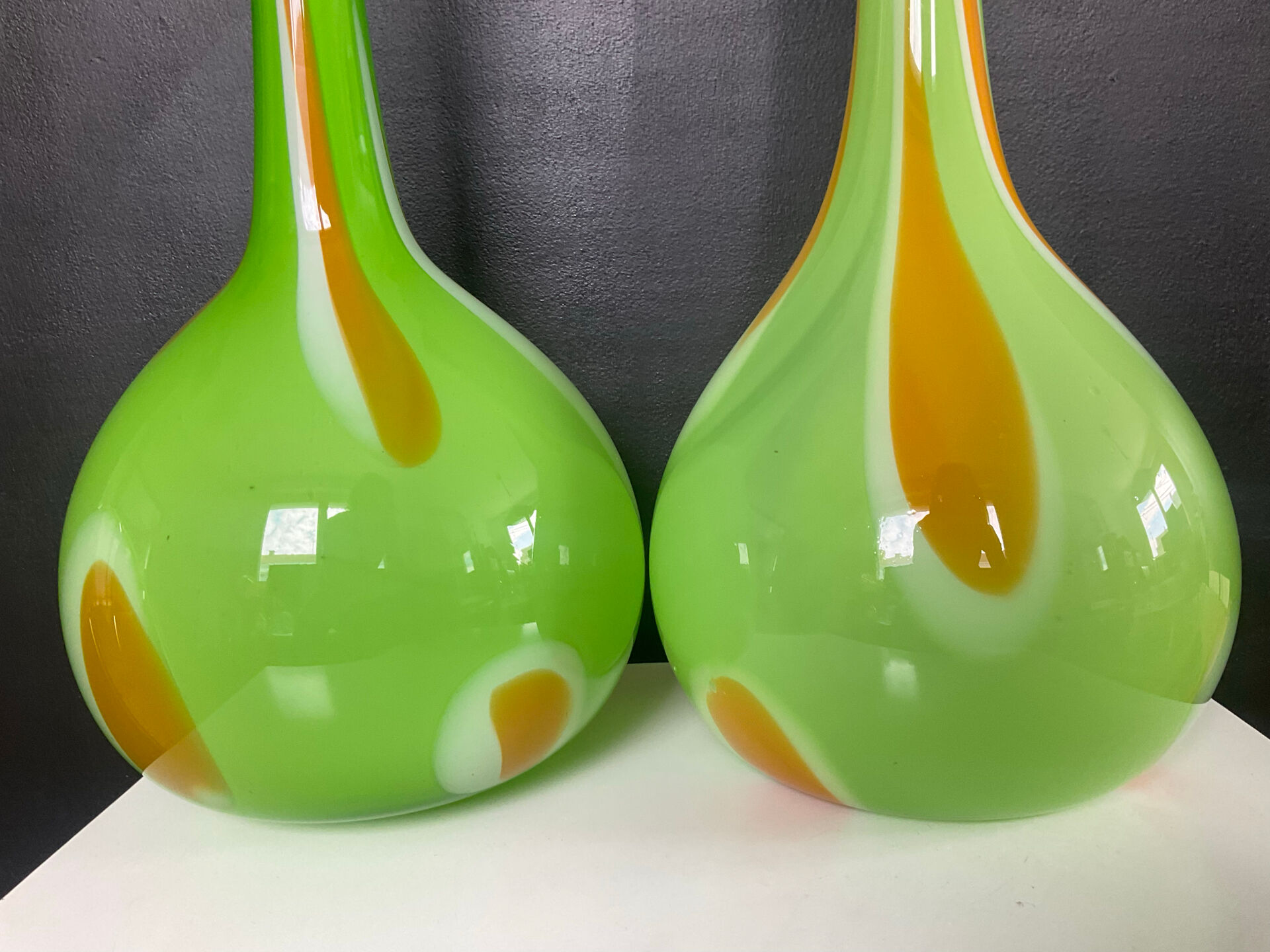 Pair of large flower vases in glass paste from the 70s-80s.
