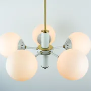 Vintage White 1970s Sputnik Chandelier – Mid-Century Modern Ceiling Light