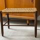 Mid Century wooden stool with a woven sisal seat