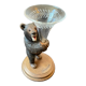 Carved wooden bear vase with black forest crystal soliflore Sallanches 19th century