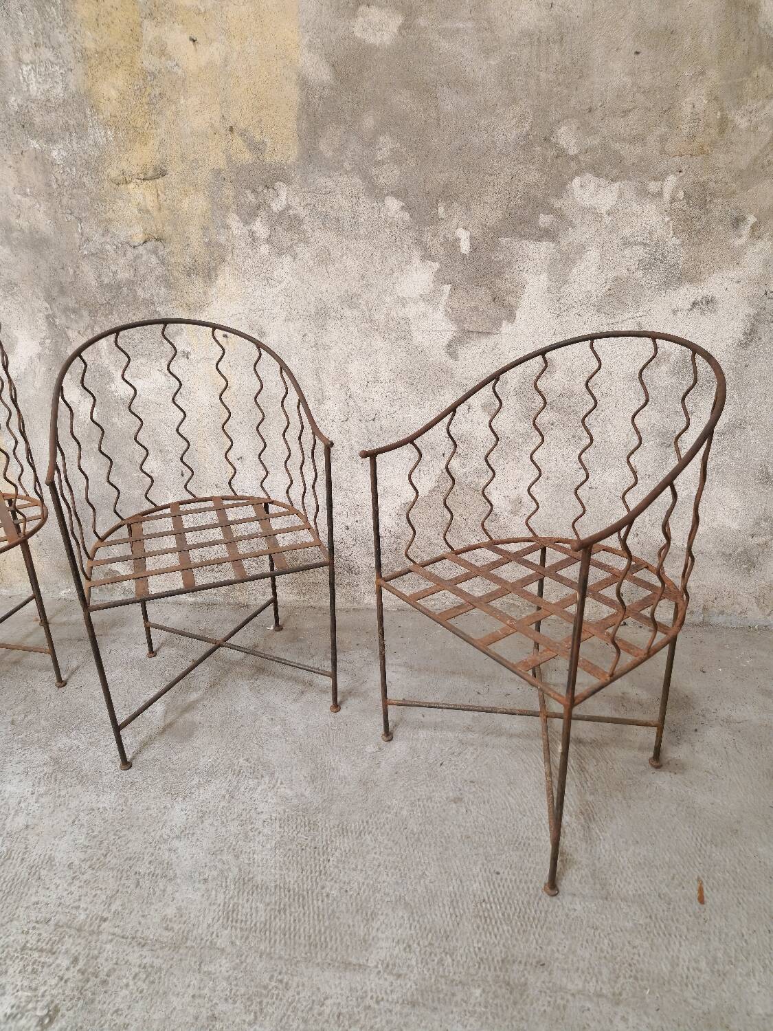 4 fauteuils de jardin en fer forgé
