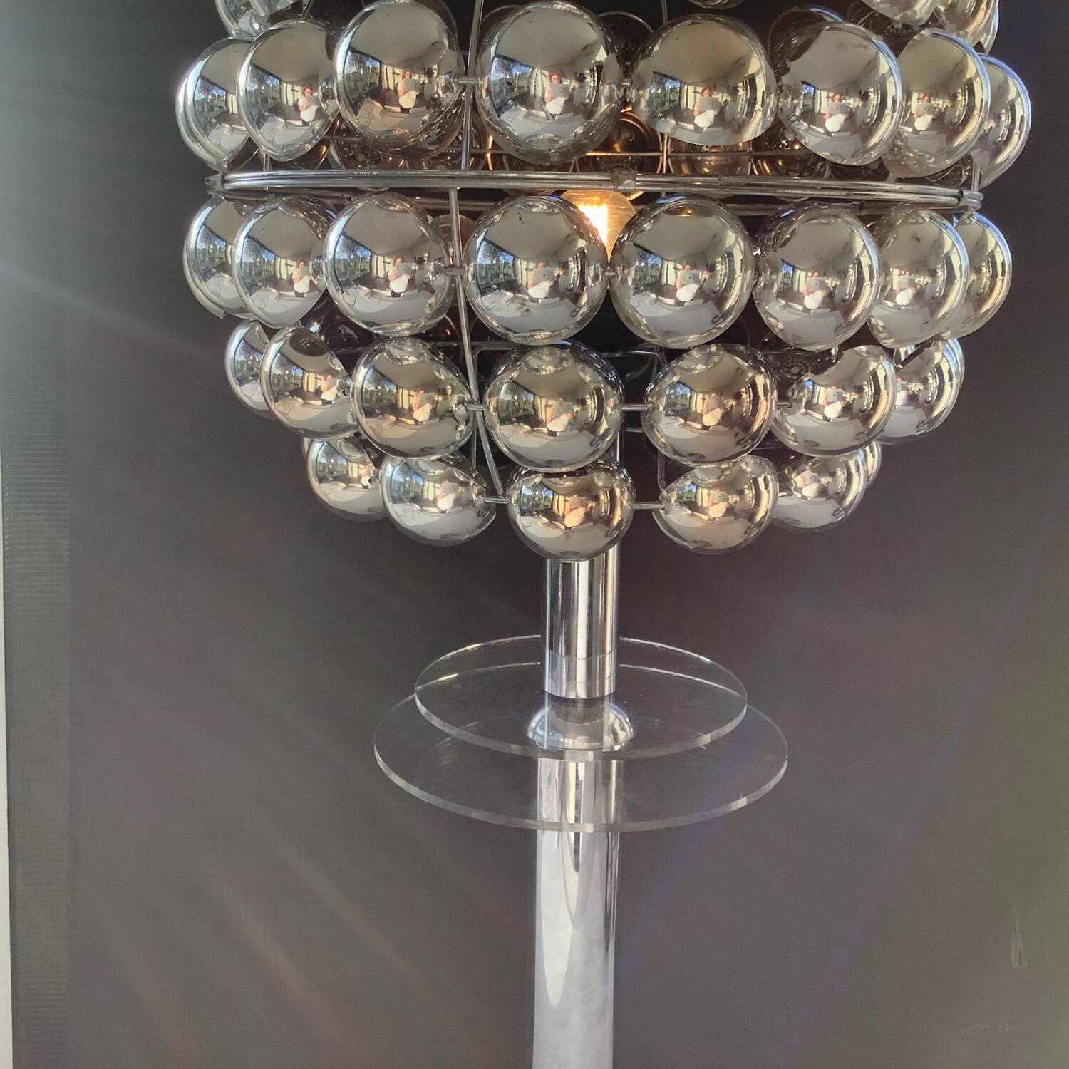 Lampe Vintage Cinétique Abat Jour Kare Plexi  Chrome Space age