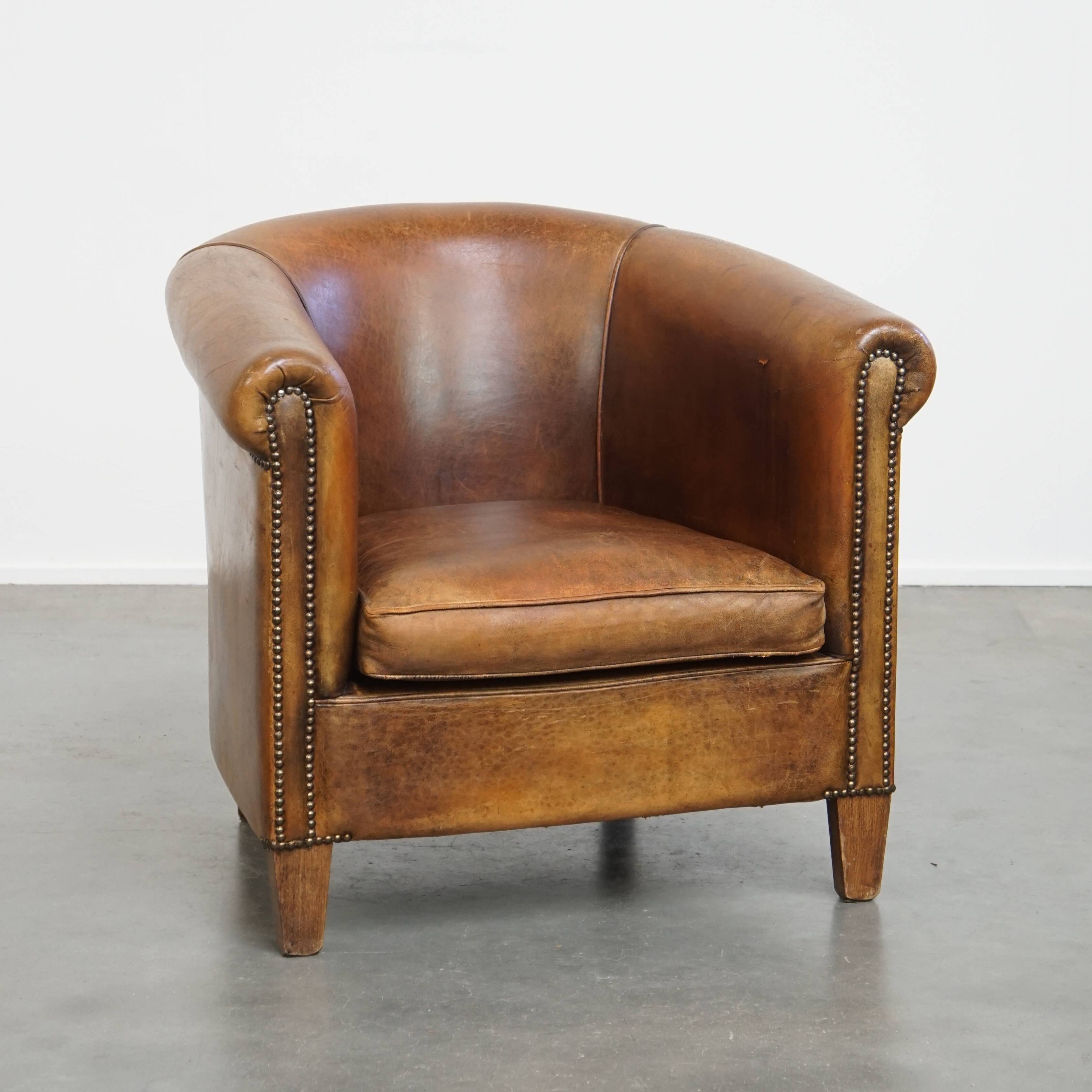 Vintage Sheepskin Leather Club Chair