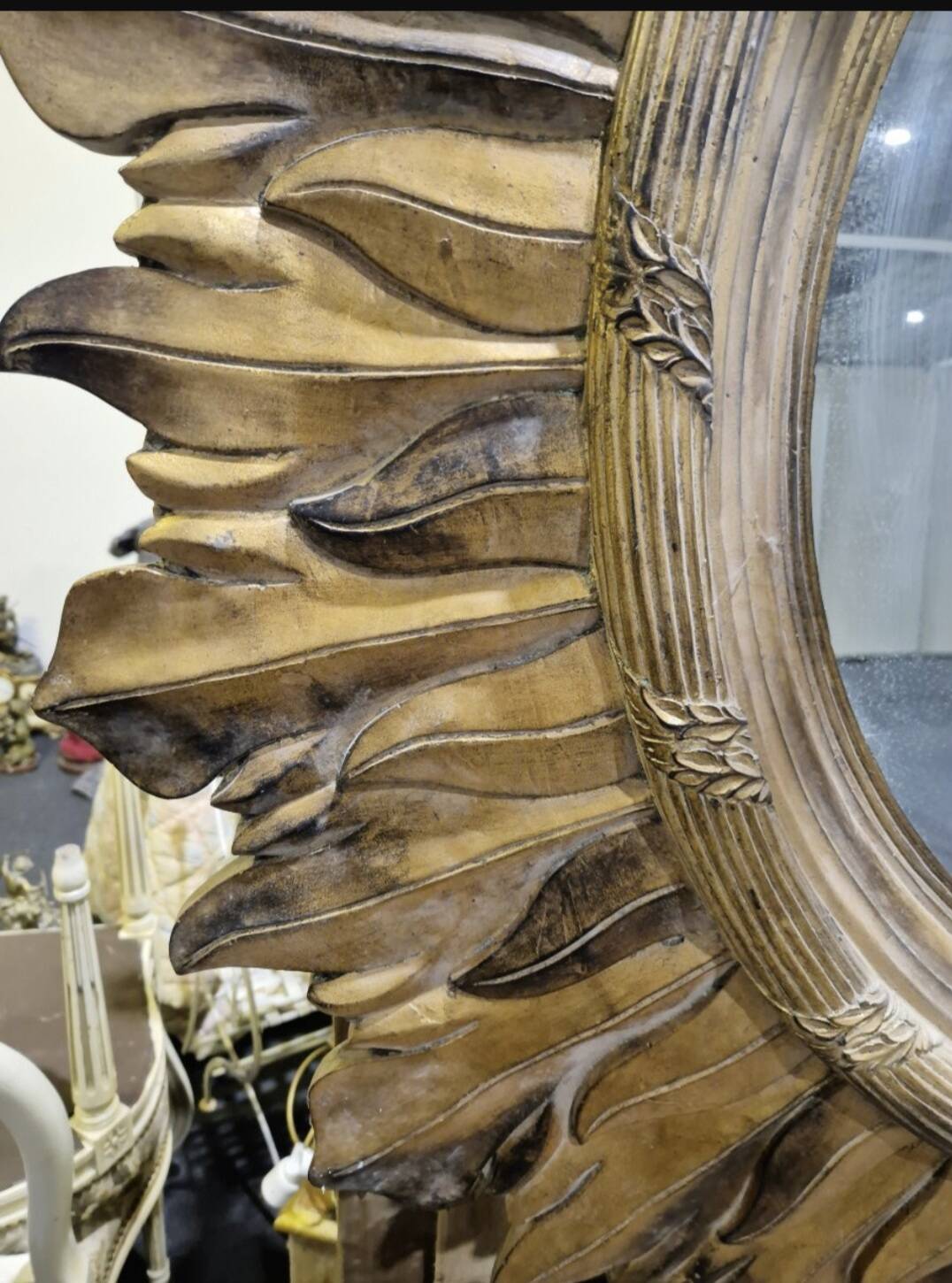 Vintage Italian sun mirror from the 1970s, diameter 1.4m.