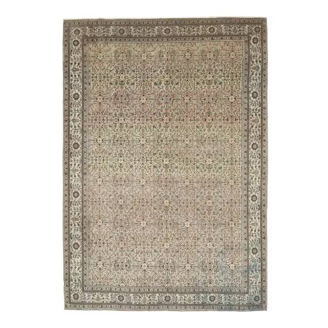 1970s Vintage Turkish Oushak Handmade Wool Cotton Brown Area Rug 193x275