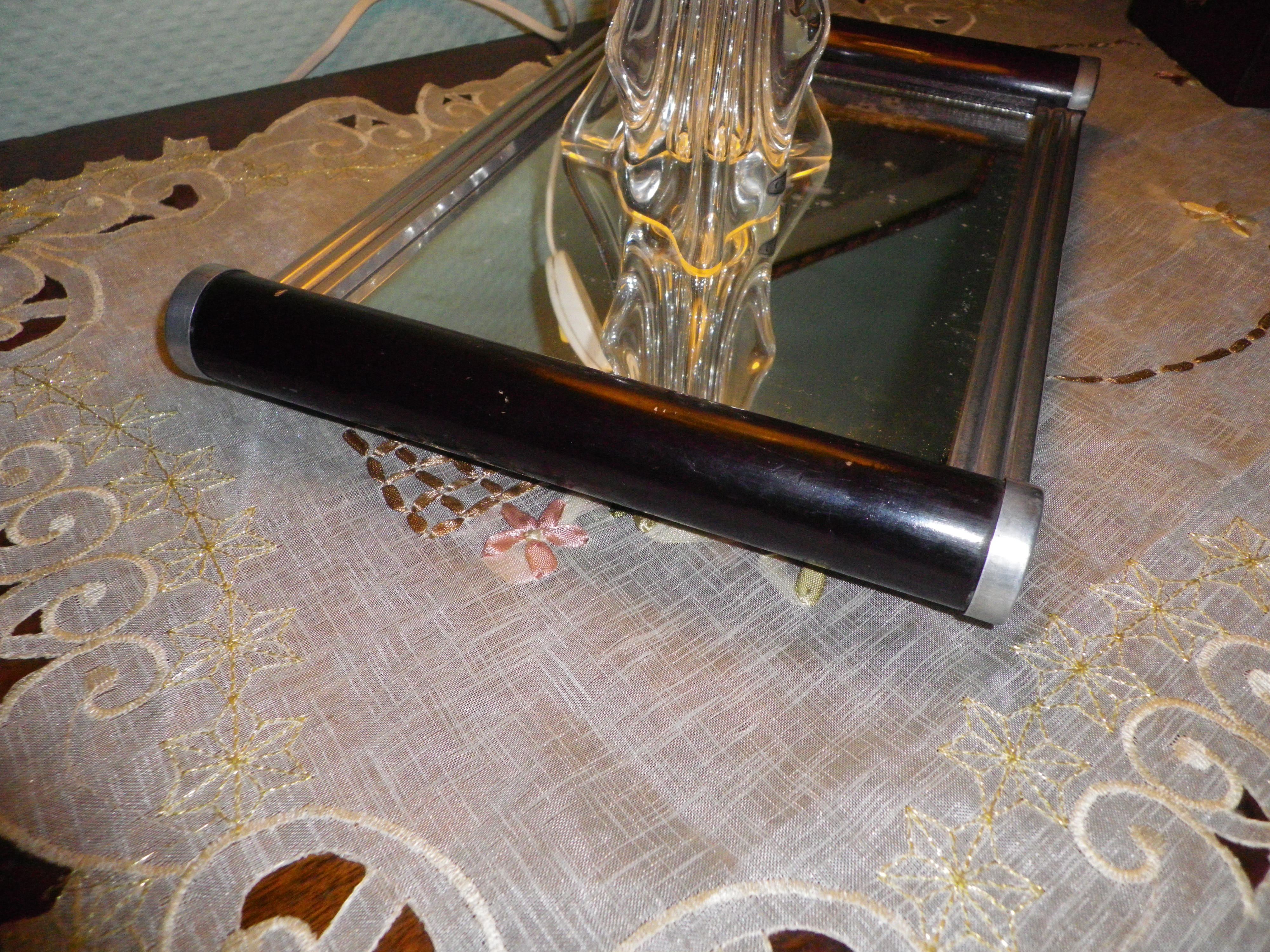Mirror art deco tray in metal, wood 60