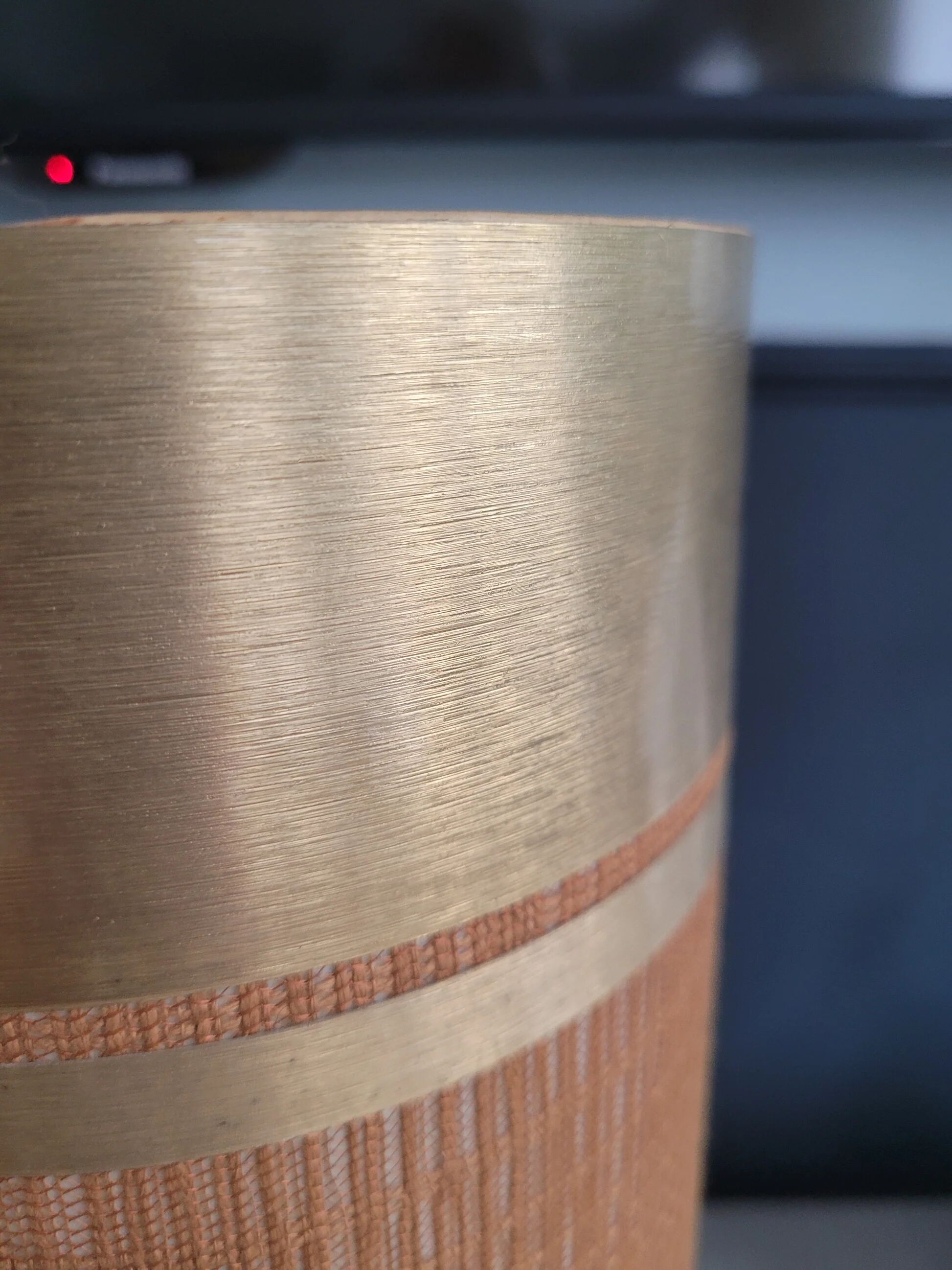Vintage table lamp with brushed aluminium base - cylinder shade