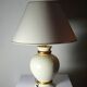 Vintage cracked cream white faience lamp Le Dauphin 1960s-70s Panama
